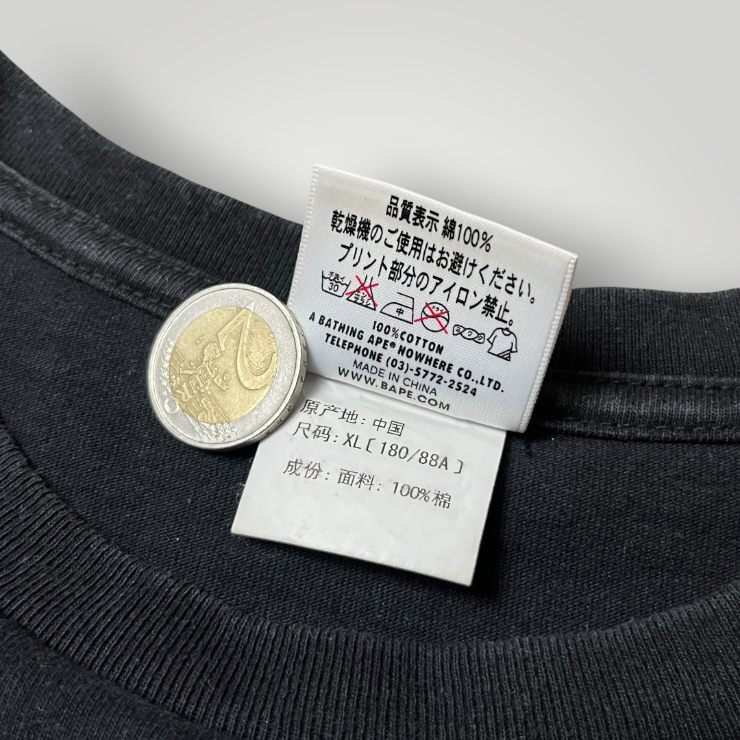 BAPE A Bathing Ape "Silver Foil Big Ape Head Tee" 2012 Single Stitch Tubular Knit Heavy Cotton Graphic T-Shirt