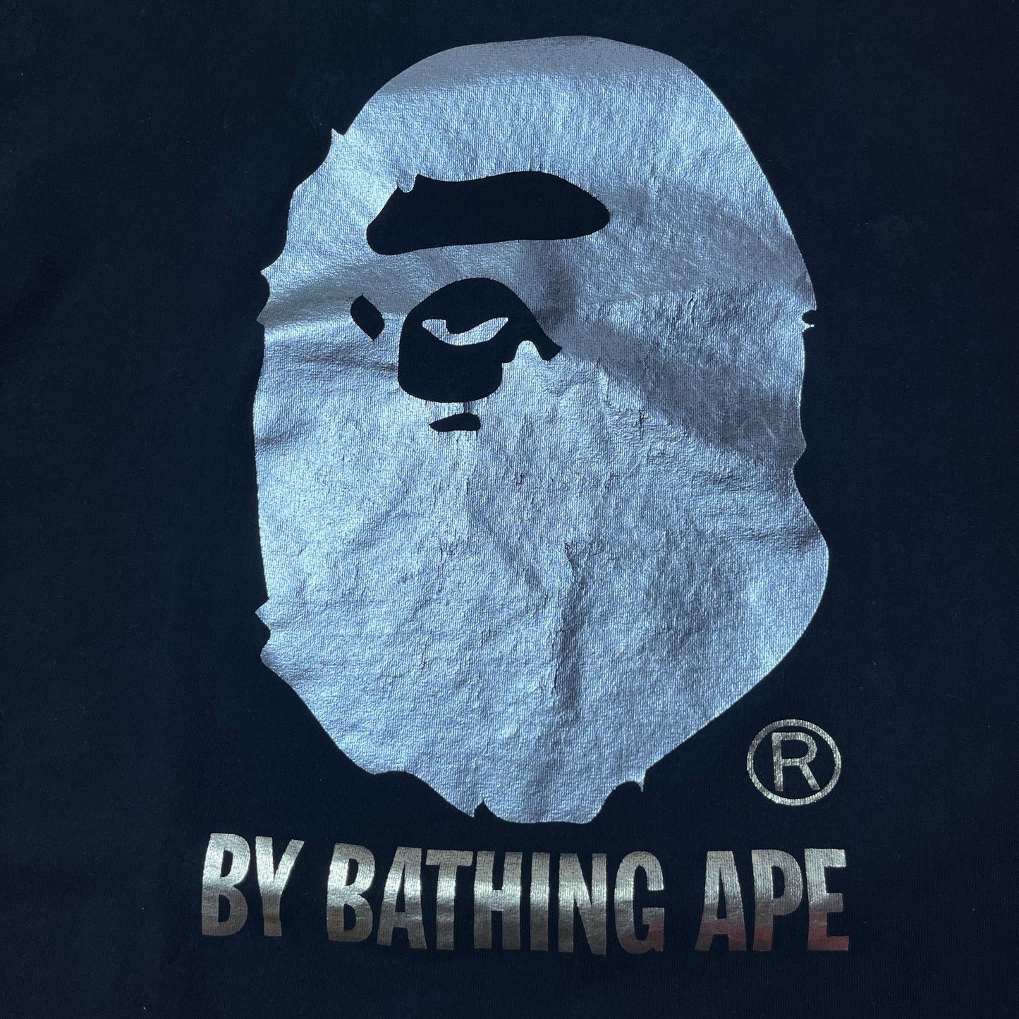 BAPE A Bathing Ape "Silver Foil Big Ape Head Tee" 2012 Single Stitch Tubular Knit Heavy Cotton Graphic T-Shirt