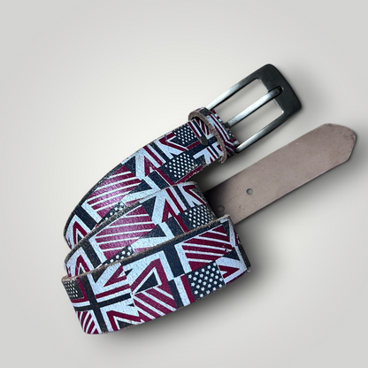 Vintage Y2K 2000's USA UK Pattern High Quality Leather Belt