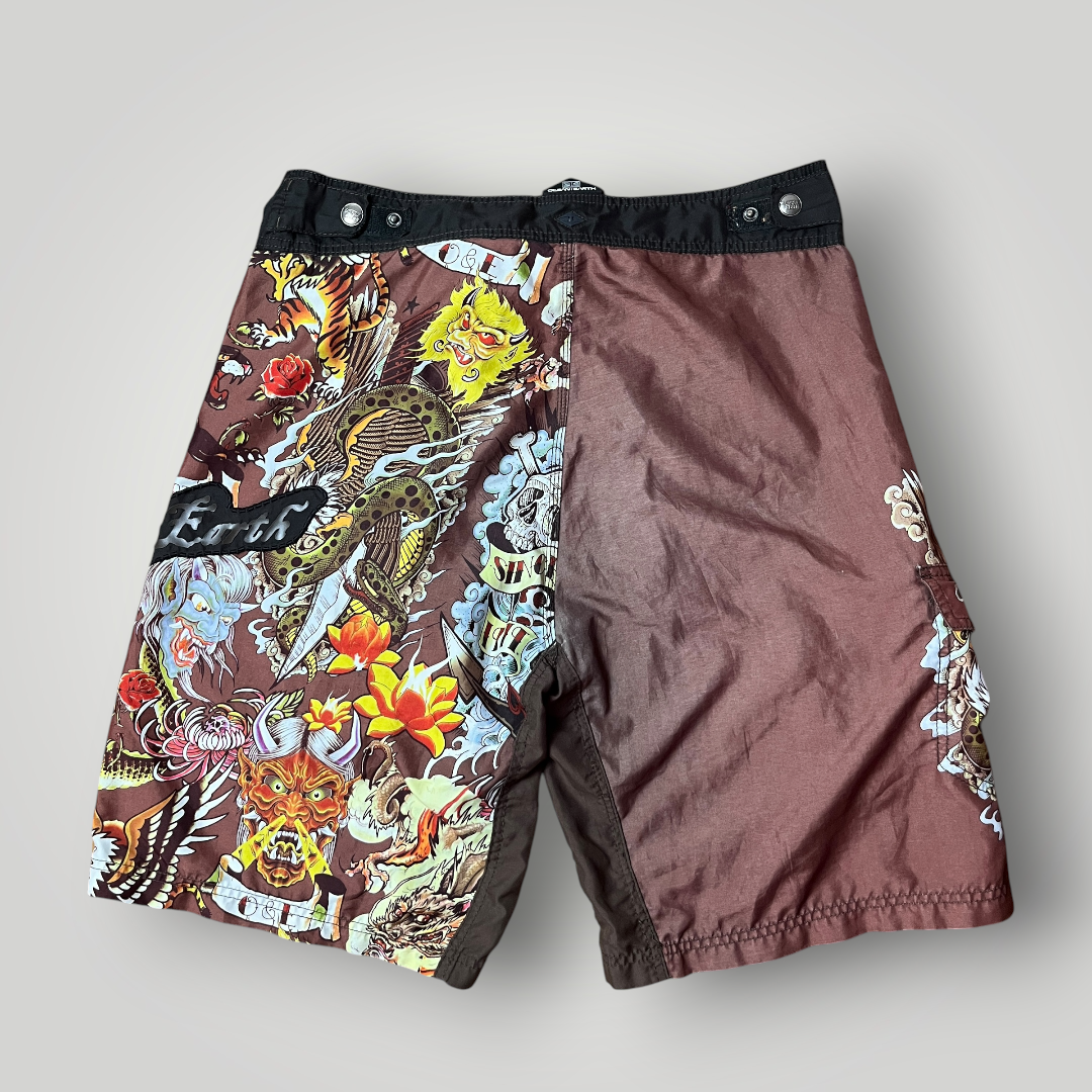Ocean Earth Ed Hardy Style Y2K Graphic Surf Shorts