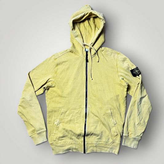Stone Island Autumn/Winter 2018 Malfile Cotton Fleece Garment-Dyed Hooded Zip-Up Hoodie