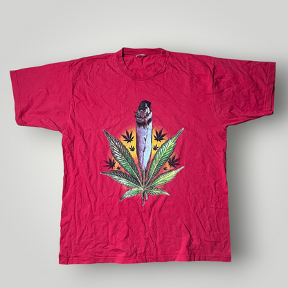 High Times "Lit Joint & Weed Leaf" Vintage 2003 Tubular Knit Heavy Cotton Graphic T-Shirt