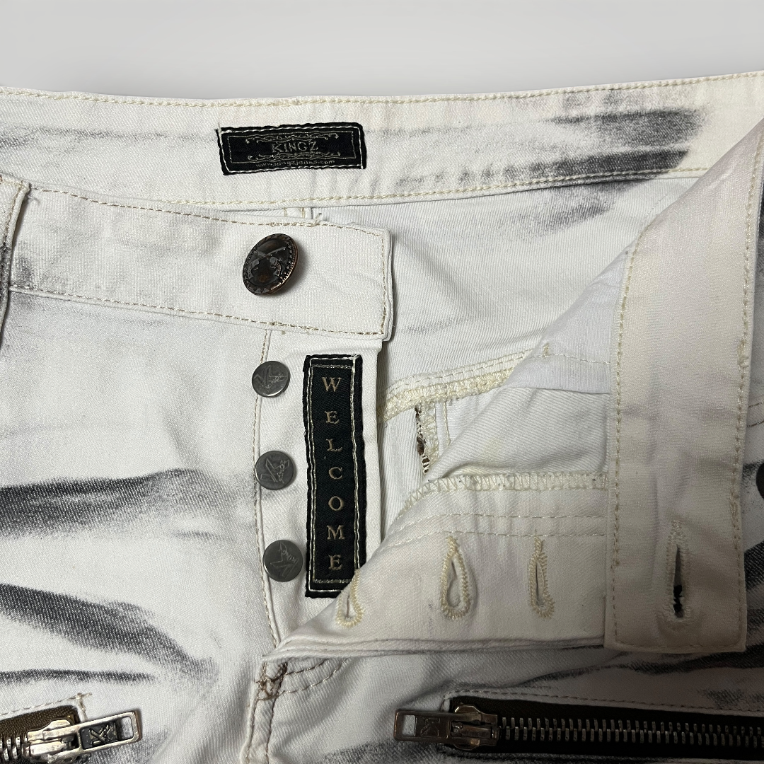 KINGZ Vintage 2010's Y2K Biker Stacked Fit Jeans