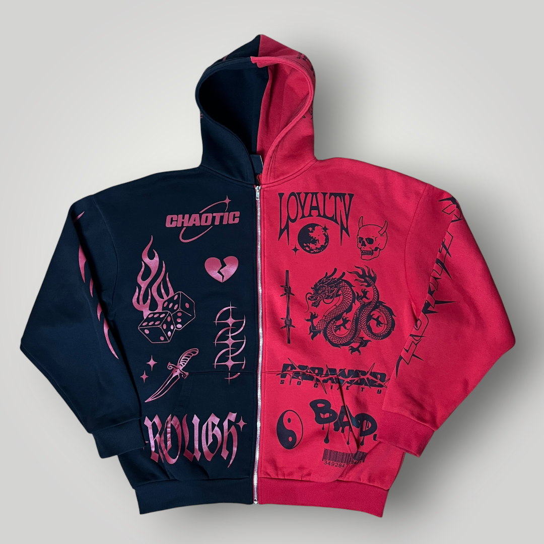 Black Squad Y2K Black/Red Zip-Up Hoodie