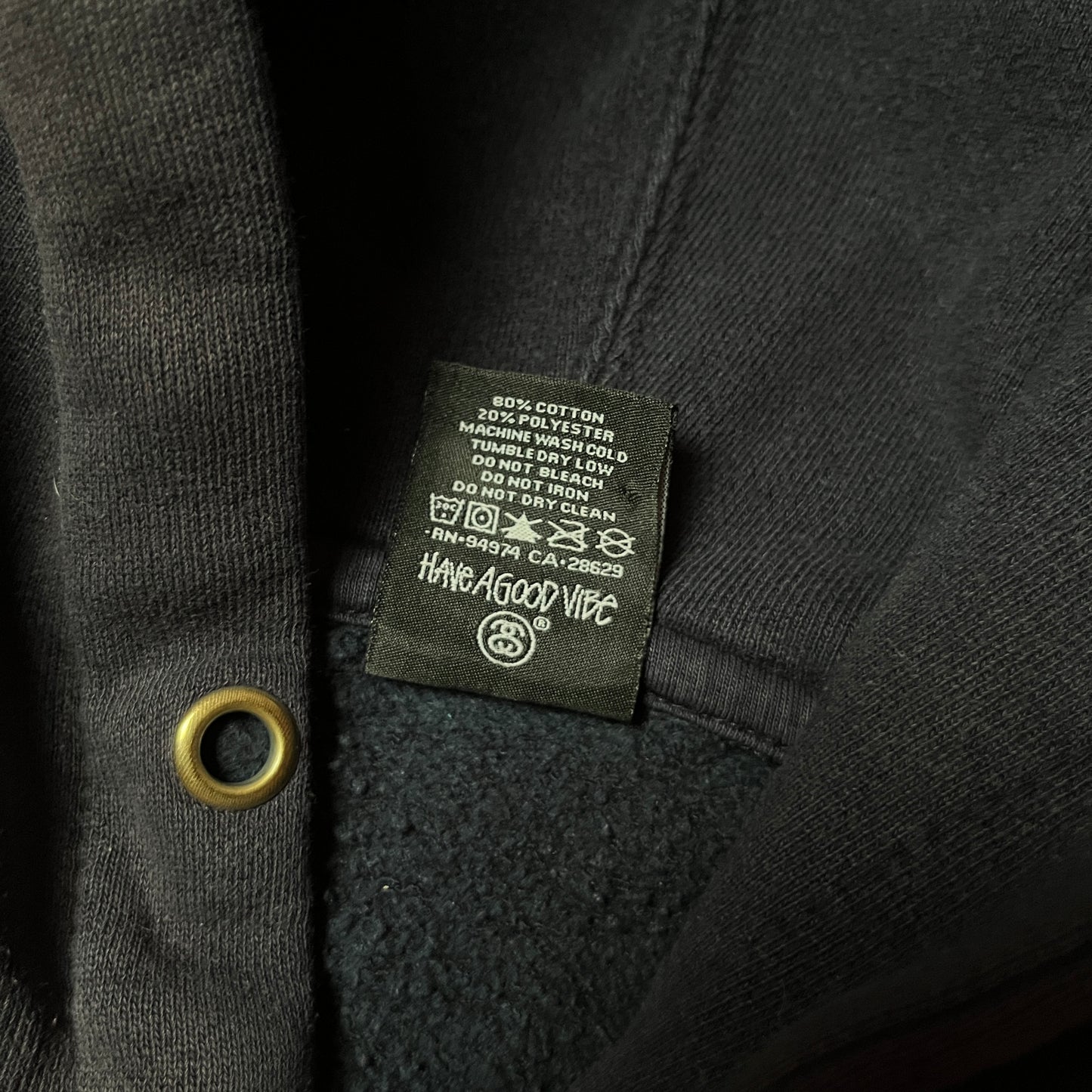 Stussy Vintage 1998/2002 Collegiate "S" Sleeve Spellout Heavy Cotton Y2K Skater Hoodie