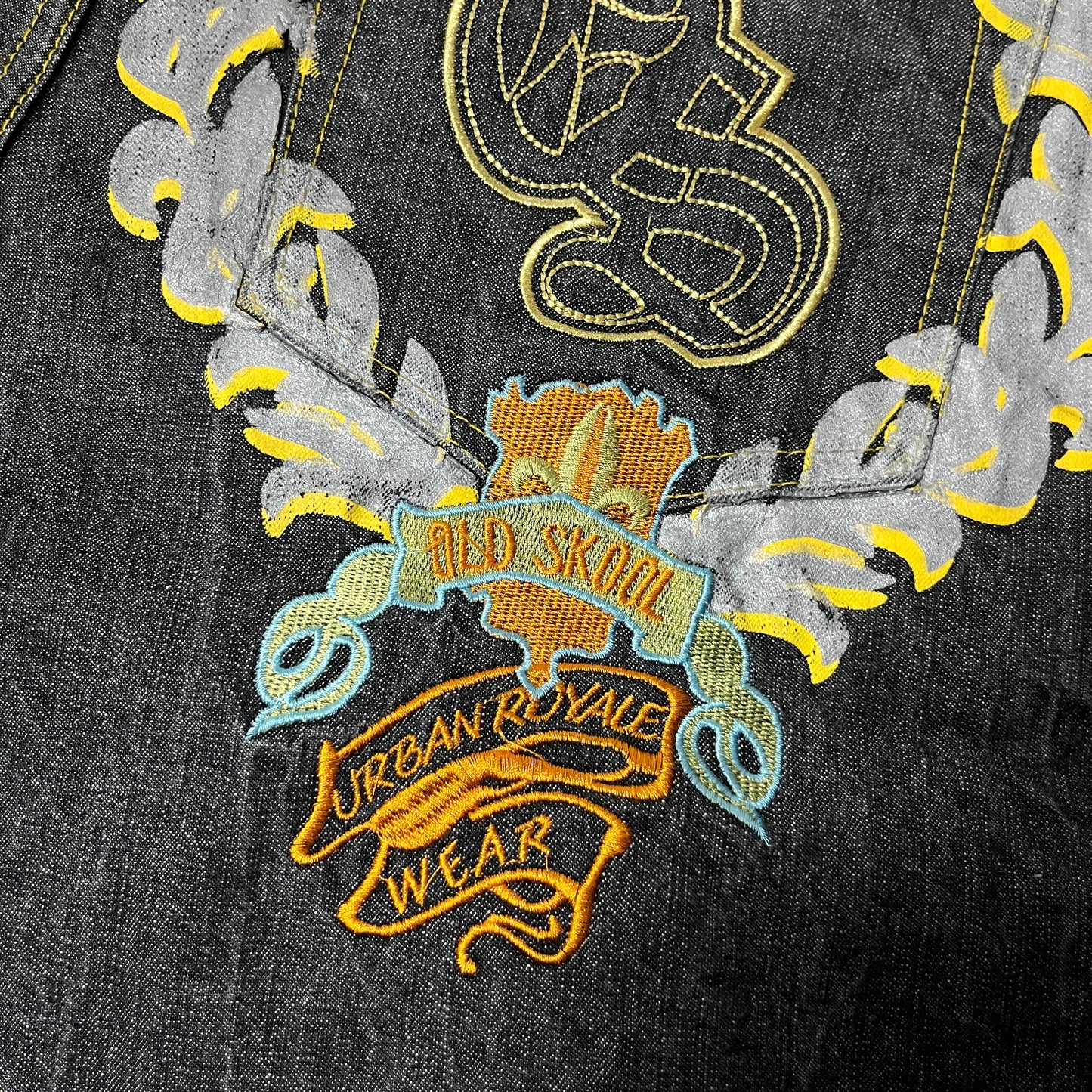 Old Skool Y2K Embroidered Hip-Hop Graphic Baggy Jorts