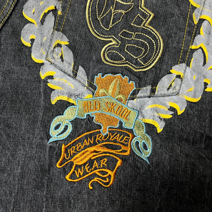 Old Skool Y2K Embroidered Hip-Hop Graphic Baggy Jorts