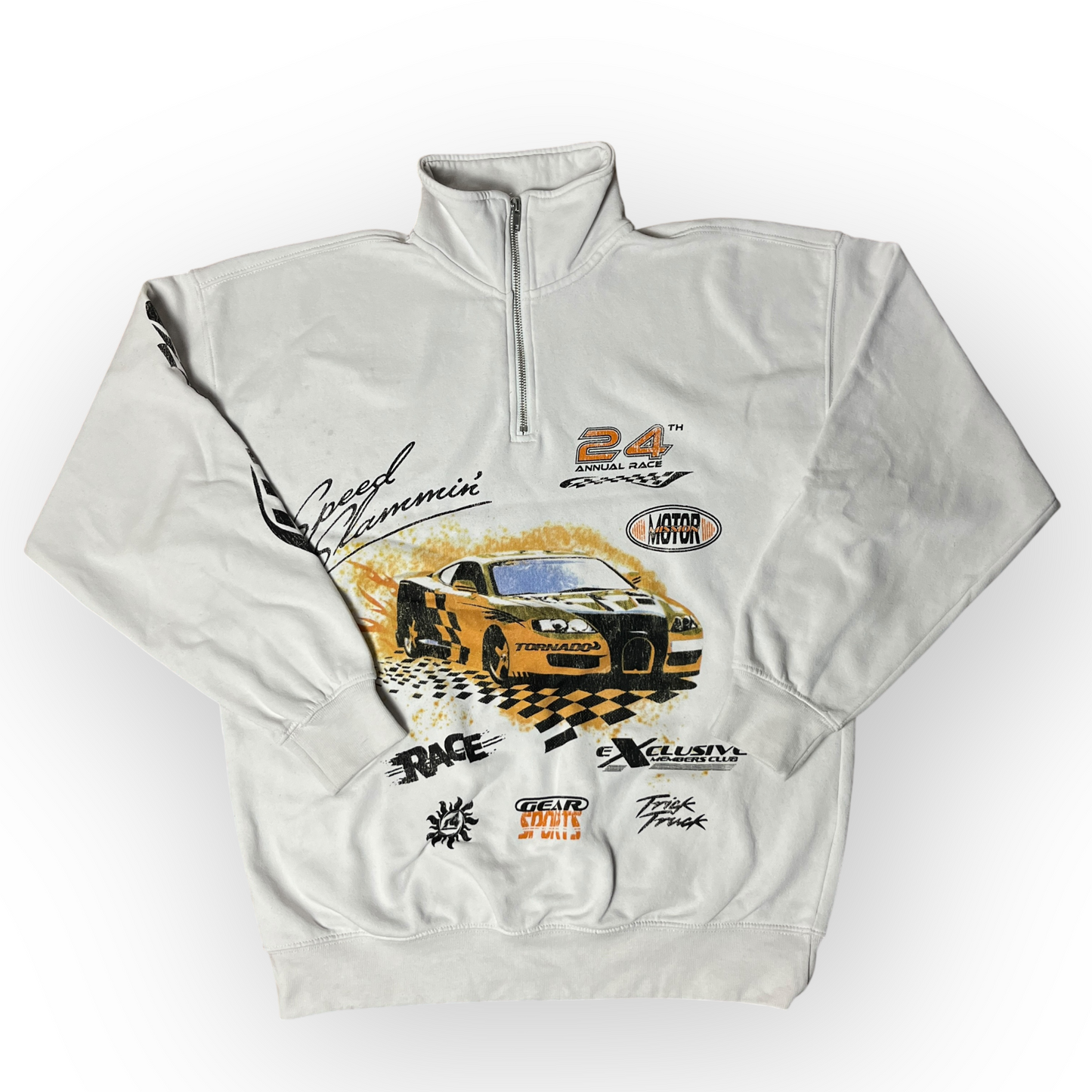 H&M Racing Graphic Quarter Zip Sweatshirt Fleece