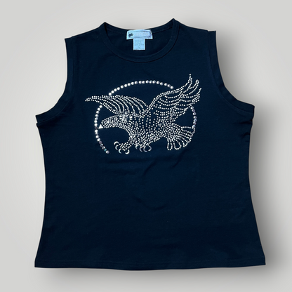 Xcepsion Vintage 2000's Y2K Studded Rhinestud Graphic Tank Top (Дамско)