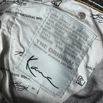 Karl Kani Vintage 2000's "Double Pocket" Wave Stitch Heavy Cotton Y2K Hip-Hop Denim Jorts