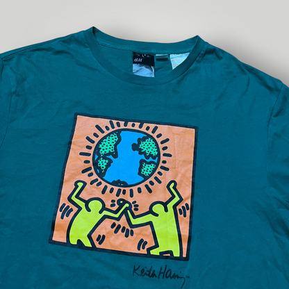 Keith Harring Forest Green Art Graphic T-Shirt