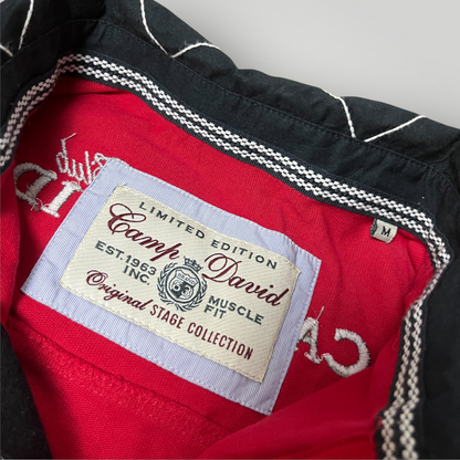 Camp David Limited Edition Y2K Biker Luxury Embroidered Long Sleeve Polo Shirt