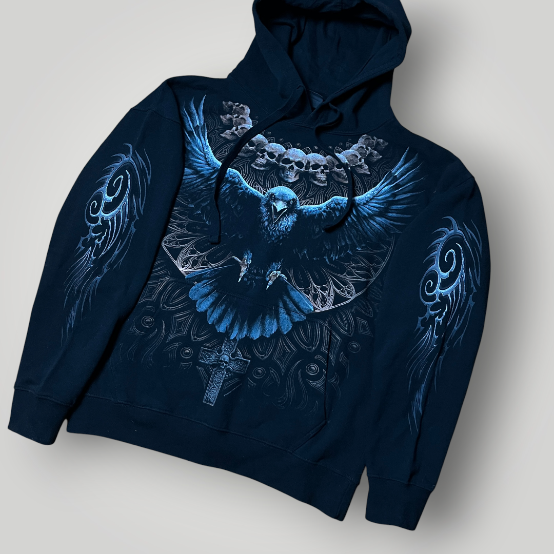 Spiral "Raven Skull" Y2K 2000's Style Graphic Hoodie
