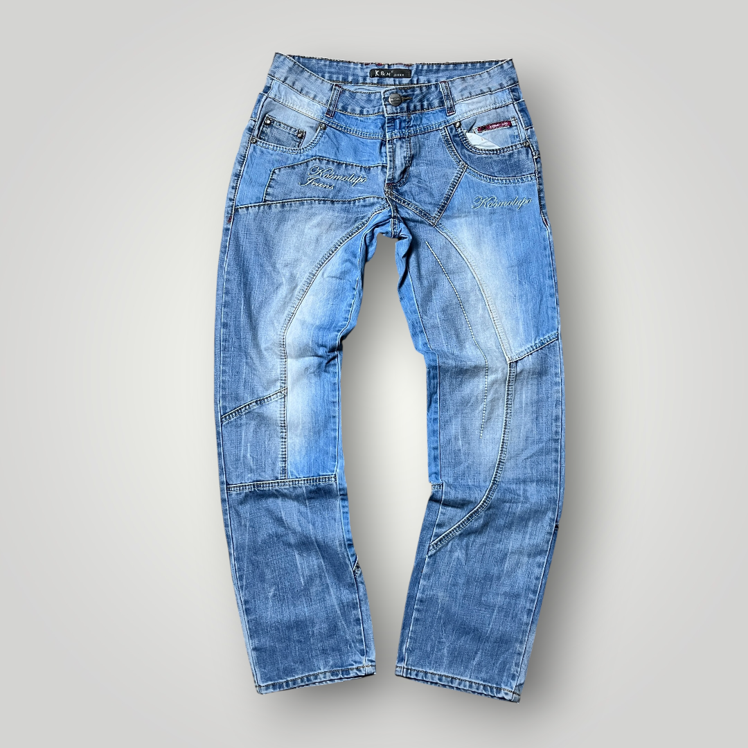 Kosmo Lupo Vintage 2000's Y2K Biker Double Waist Jeans