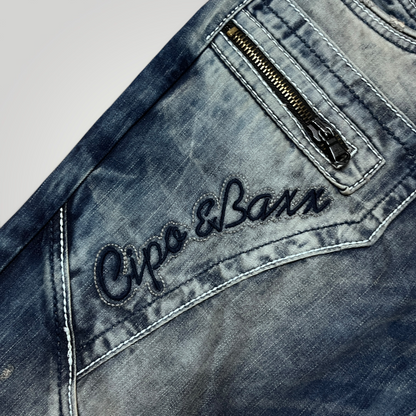 CIPO & BAXX Vintage 2000's Embroidered Y2K "Magic of Denim" Y2K Biker Heavy Cotton Faded Jeans