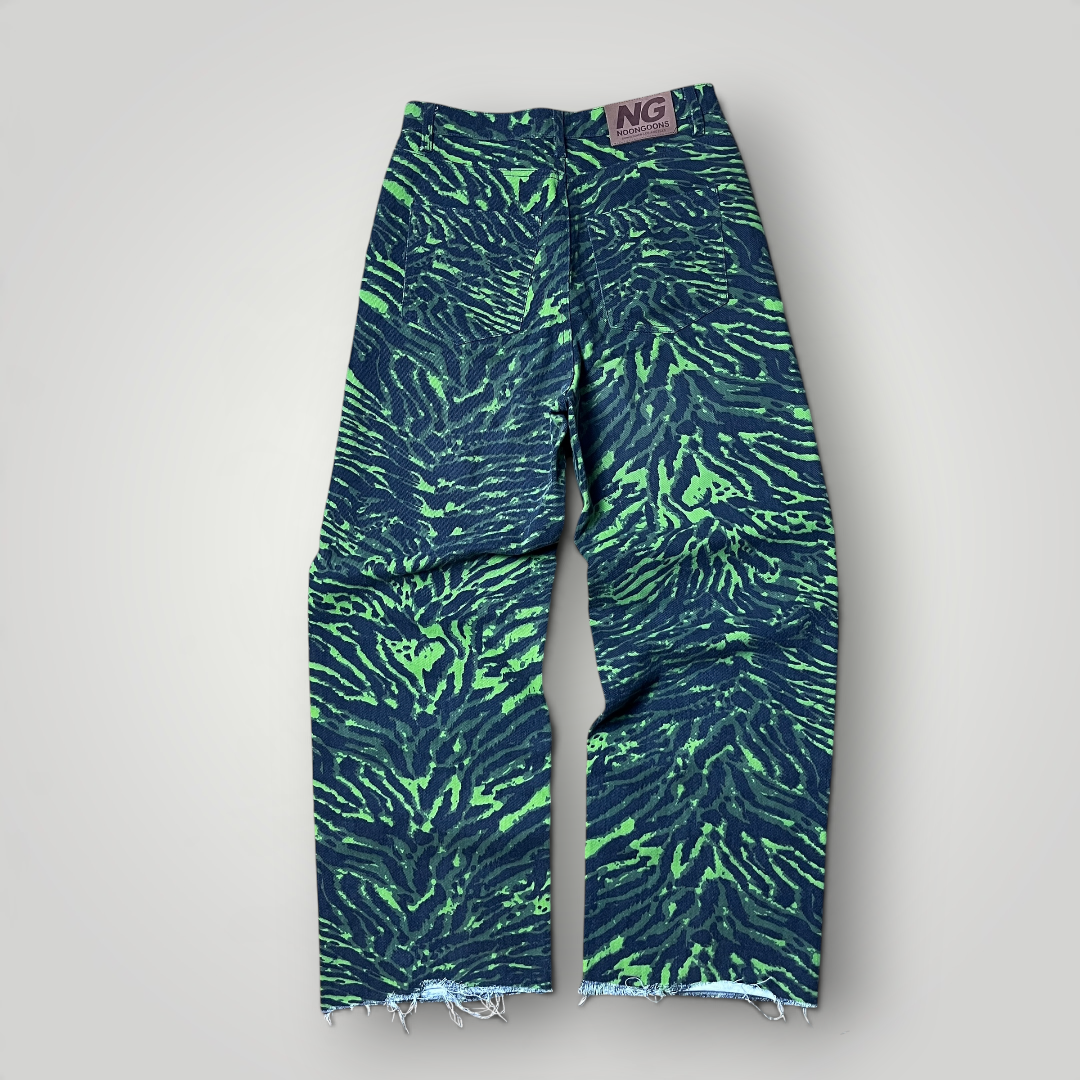 Noon Goons Y2K Green Zebra Skater Denim Jeans
