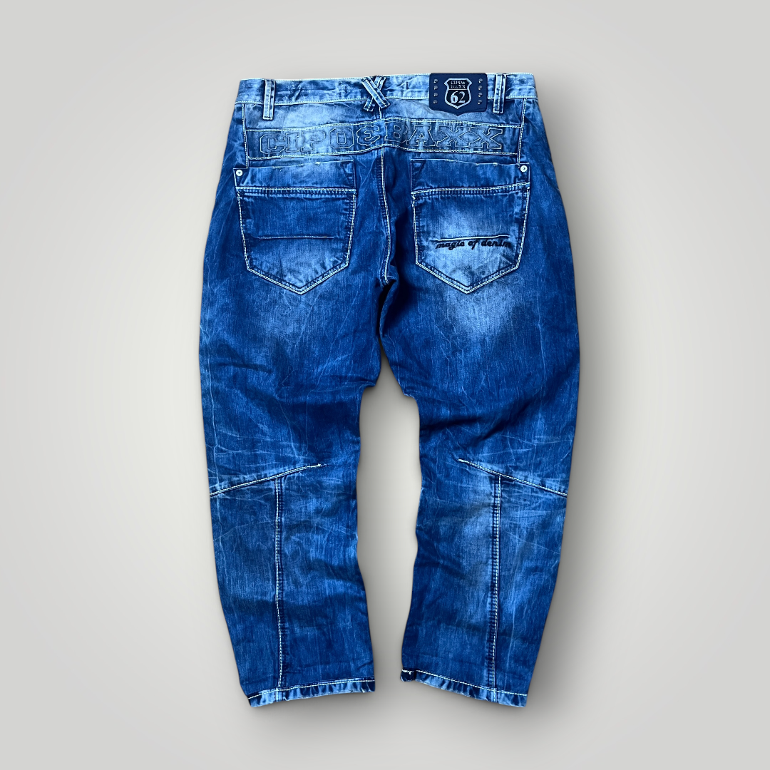 CIPO & BAXX Vintage 2000's Embroidered Y2K "Magic of Denim" Y2K Biker Heavy Cotton Faded Jeans