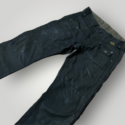 G-STAR RAW WAXED DENIM Y2K Opium Black Jeans "Army Radar Straigt" (2008-2011) !RARE!