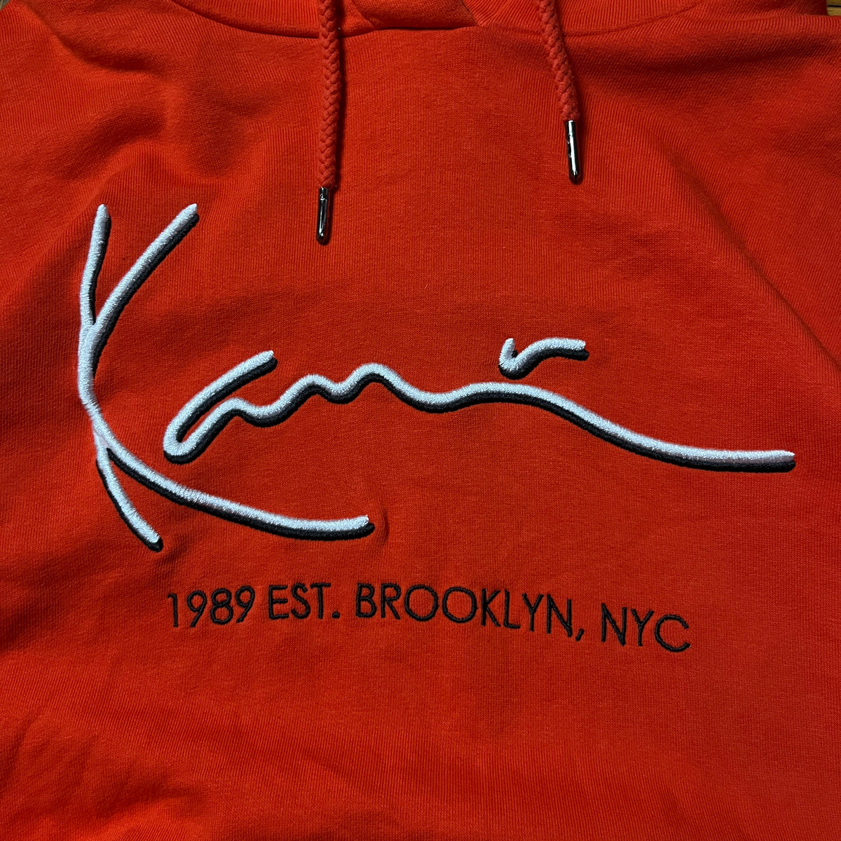Karl Kani Embroidered Signature Y2K Cropped Boxy Heavy Cotton Hoodie (Дамско)