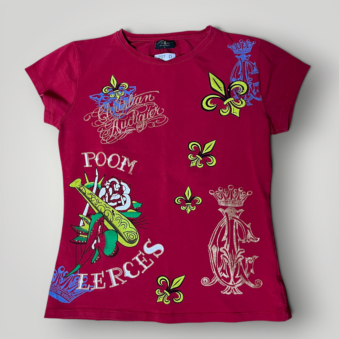 Ed Hardy x Christian Audiger Y2K Graphic T-Shirt (Дамско)