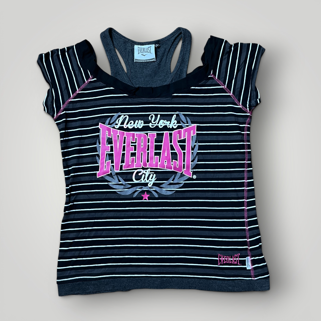 Everlast Y2K Vintage 2000's Heavy Cotton 2 in 1 Graphic Tank Top T-Shirt (Дамско)