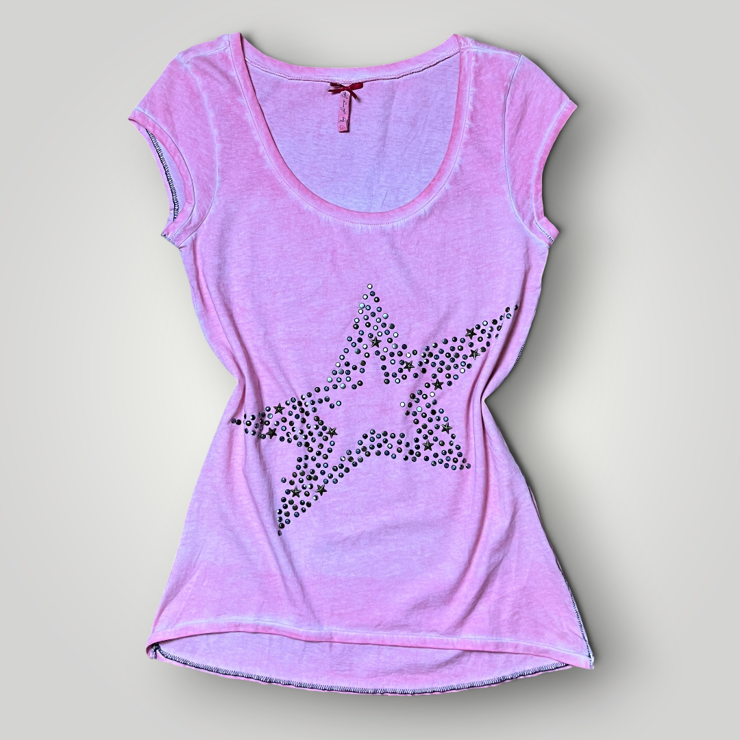 Key Largo Vintage 2010's Y2K Star Babycut T-Shirt (Дамско)