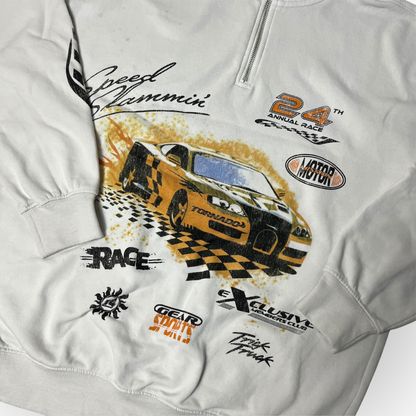 H&M Racing Graphic Quarter Zip Sweatshirt Fleece