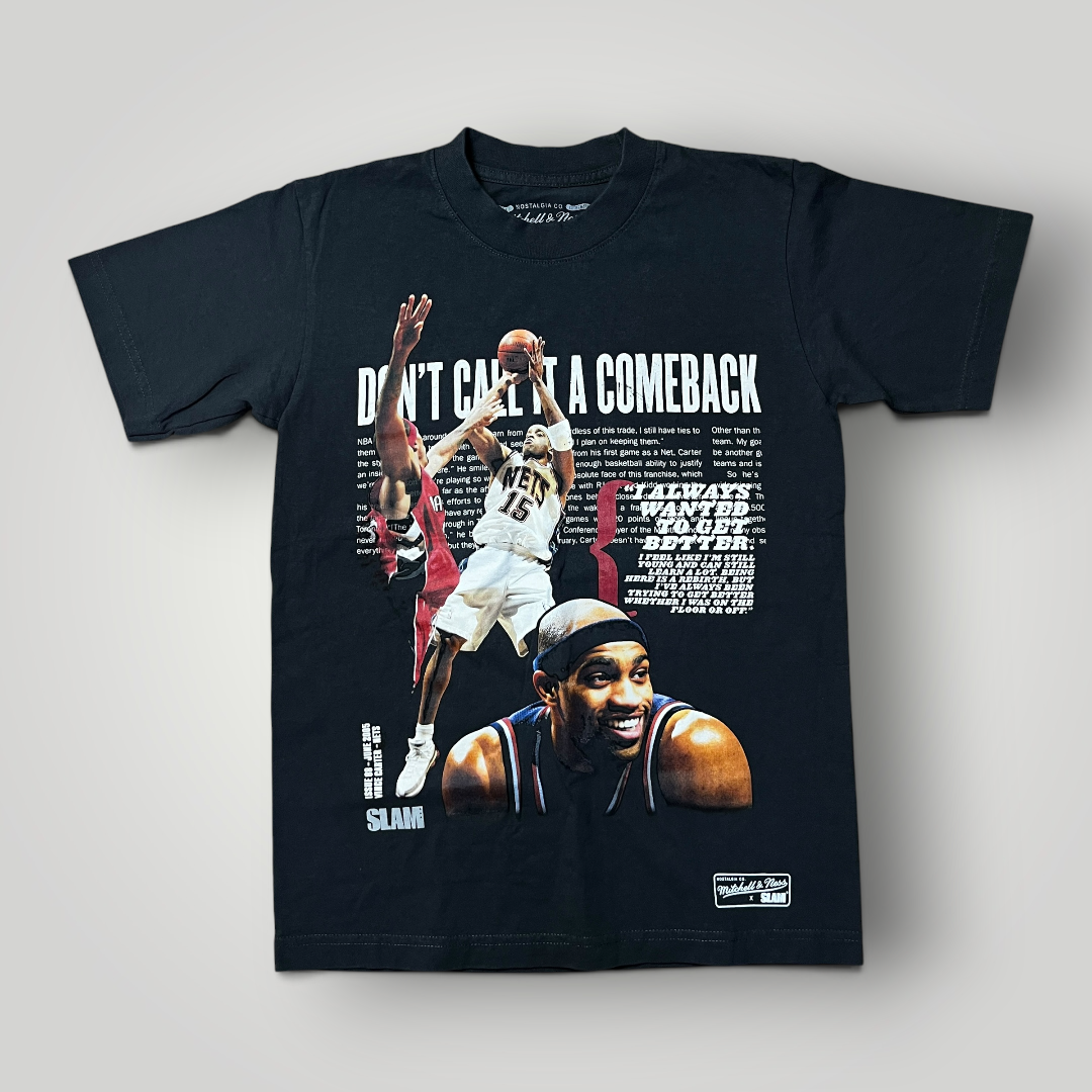 Mitchell & Ness x SLAM Magazine Vince Carter New Jersey Nets "Dont Call it A Comeback" Tubular Knit Heavy Cotton Graphic T-Shirt
