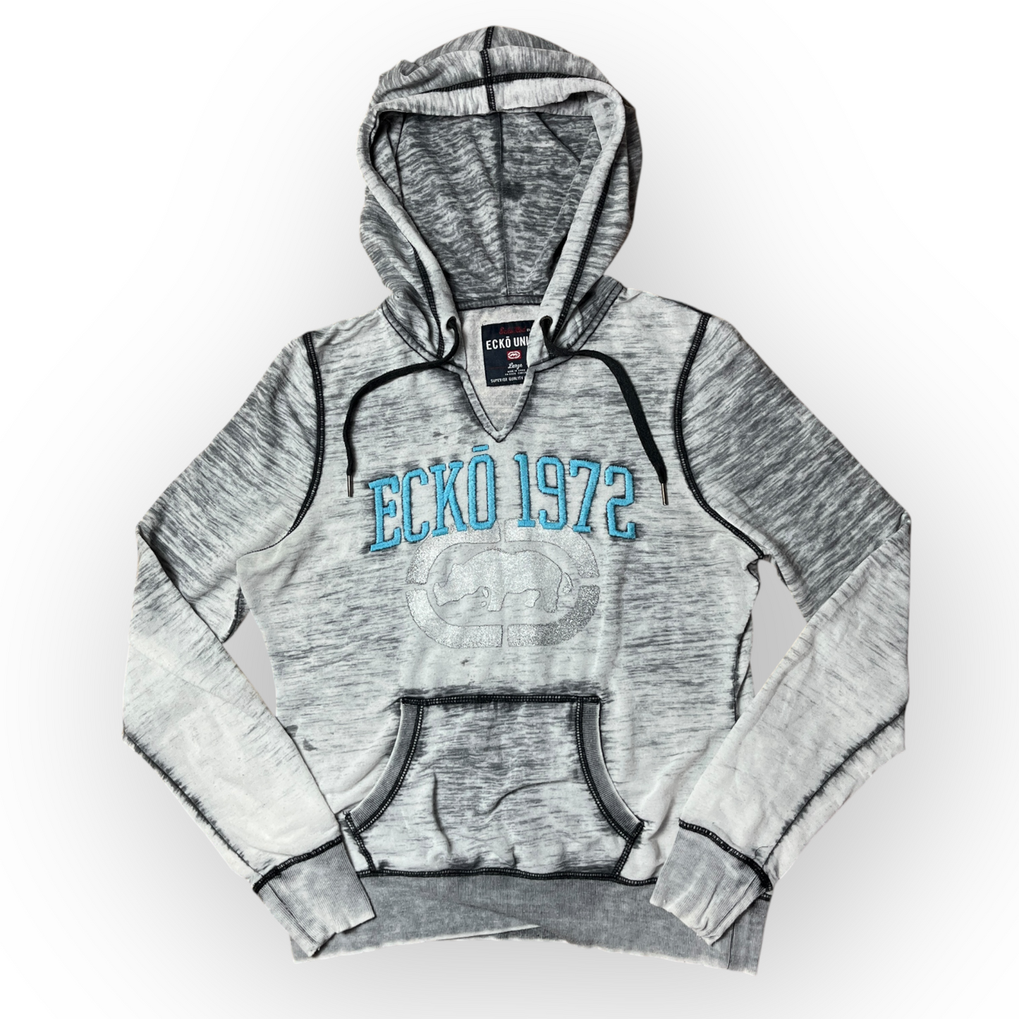 ECKO UNLTD Y2K Faded Stone Wash Graphic Hoodie (Дамско)