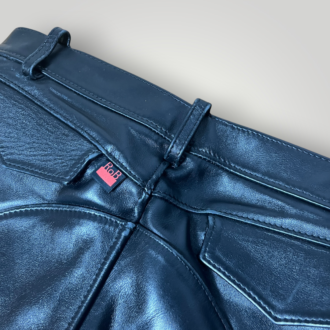 RoB Amsterdam "Hipster" Biker Full Grain Leather Jeans Vintage 2000's Y2K Gothic Punk Pants