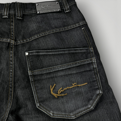 Karl Kani Vintage 2000's "Double Pocket" Wave Stitch Heavy Cotton Y2K Hip-Hop Denim Jorts