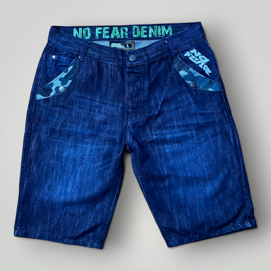 No Fear Vintage 2000's Y2K Hip-Hop Camo Skull Denim Jorts