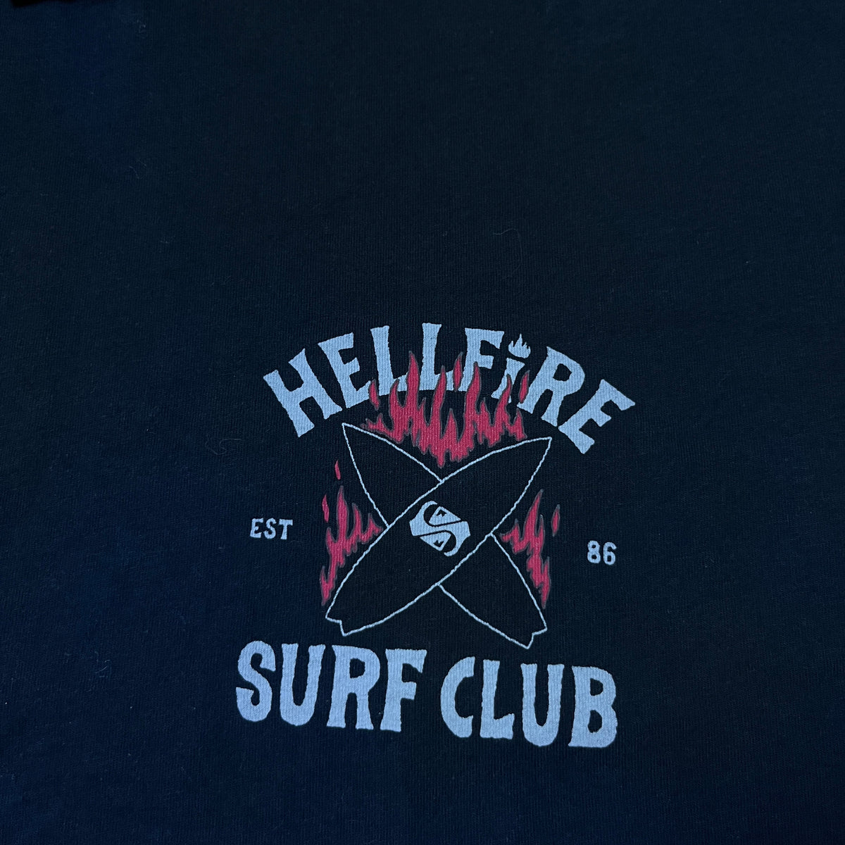 Quiksilver x Stranger Things "Hellfire Surf Club" Y2K Graphic Long Sleeve Shirt