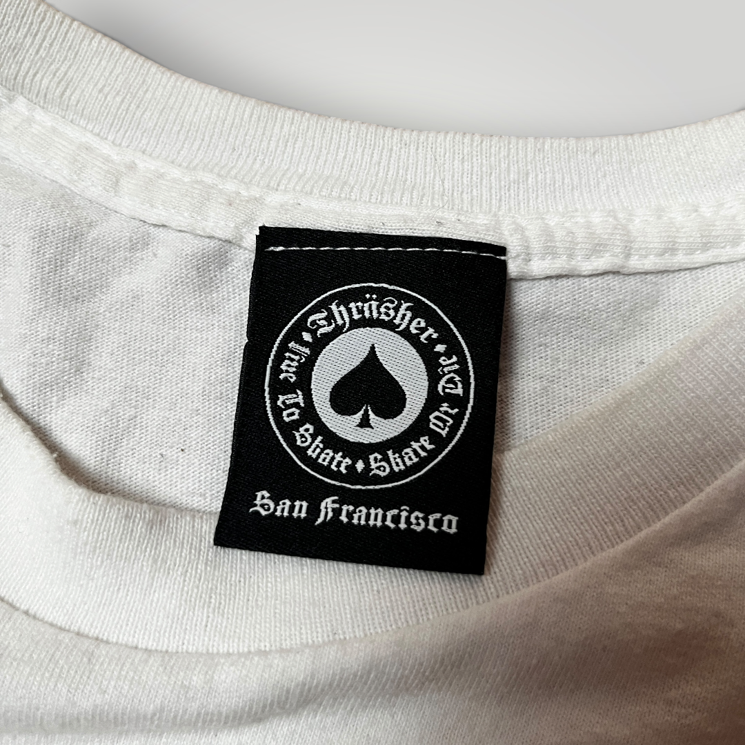 Thrasher x Anti Hero Mag Banner Heavy Cotton Tubular Knit Graphic Skater T-Shirt