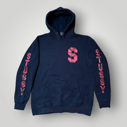 Stussy Vintage 1998/2002 Collegiate "S" Sleeve Spellout Heavy Cotton Y2K Skater Hoodie