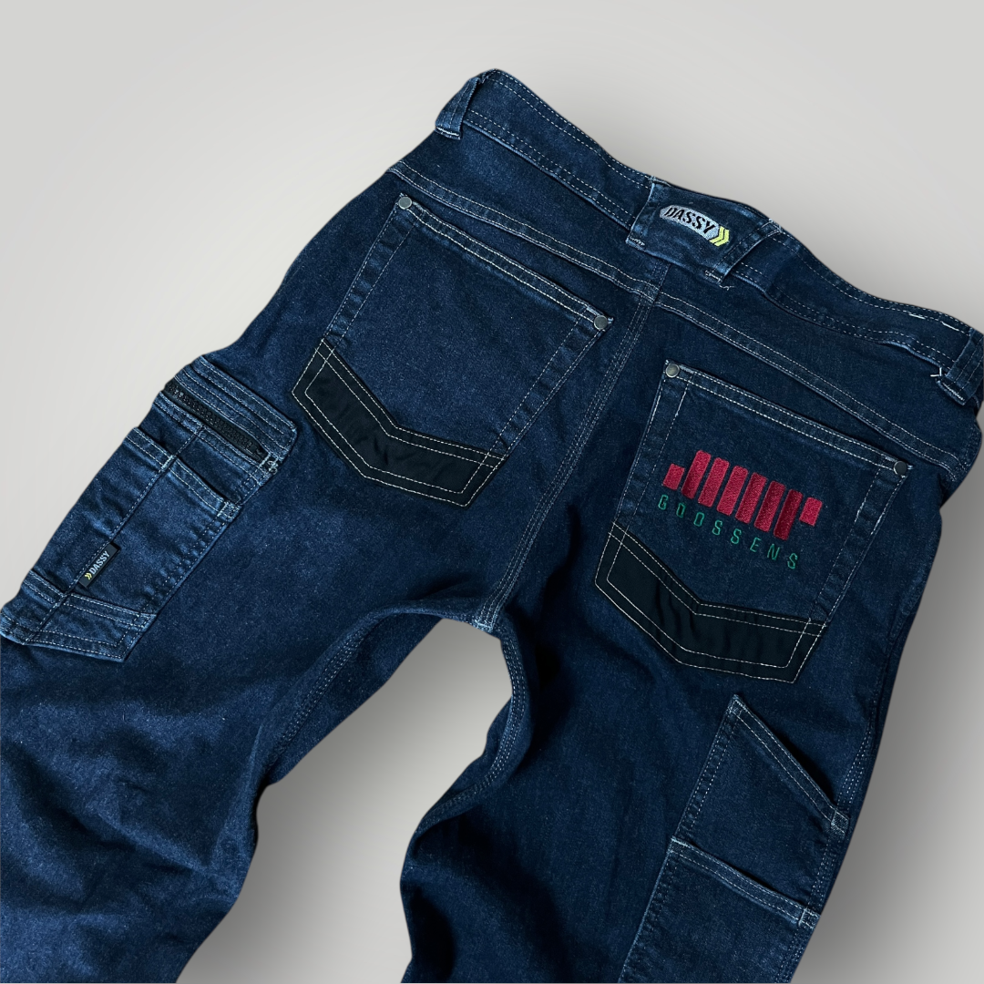 Dassy Heavy Cotton Embroidered Hip-Hop Work Cargo Jeans