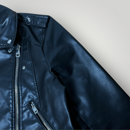 PULL&BEAR Y2K Leather Biker Cropped Jacket (Дамско)