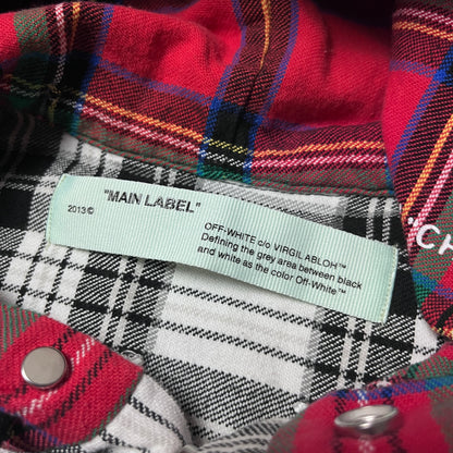 "OFF-WHITE" Hooded Check Flannel Heavy Cotton Shirt Jacket 2018 (Replica)