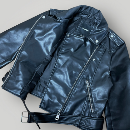 PULL&BEAR Y2K Leather Biker Cropped Jacket (Дамско)
