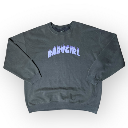 "Babygirl" Thrasher Style Y2K Lettered Graphic Sweatshirt Crewneck