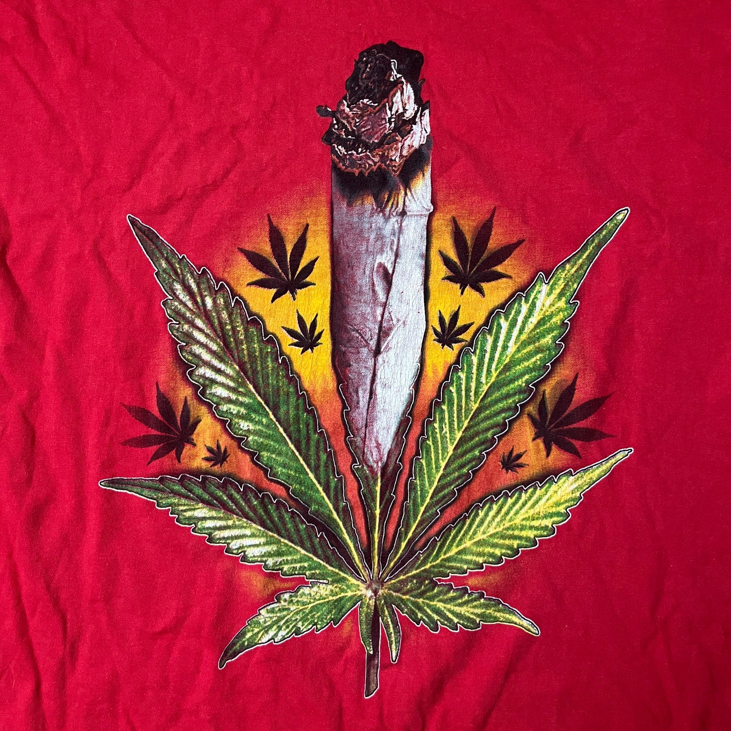 High Times "Lit Joint & Weed Leaf" Vintage 2003 Tubular Knit Heavy Cotton Graphic T-Shirt