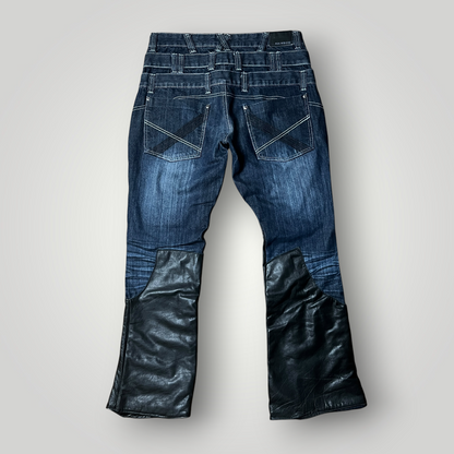 Rainbow Y2K Flared Custom Tripple Waist Leather Jeans