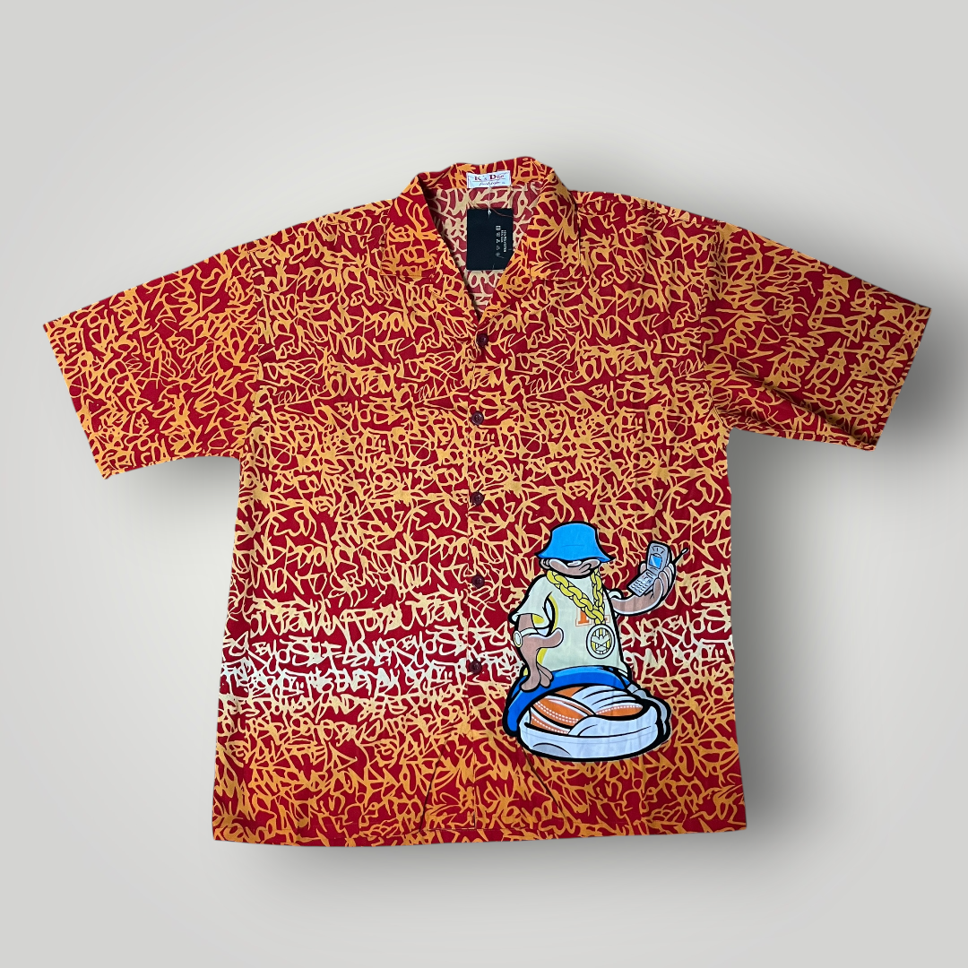 Graffiti Skater Hip-Hop Graphic Button Up Shirt