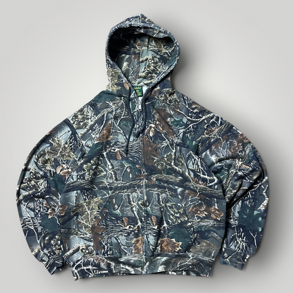 Cabelas Forest Camo Y2K Zip-Up Hoodie