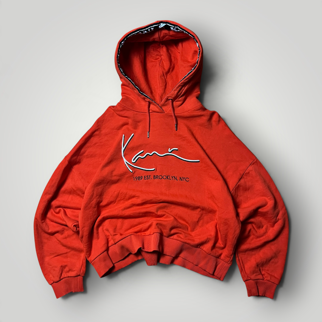 Karl Kani Embroidered Signature Y2K Cropped Boxy Heavy Cotton Hoodie (Дамско)