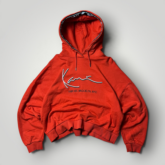 Karl Kani Embroidered Signature Y2K Cropped Boxy Heavy Cotton Hoodie (Дамско)