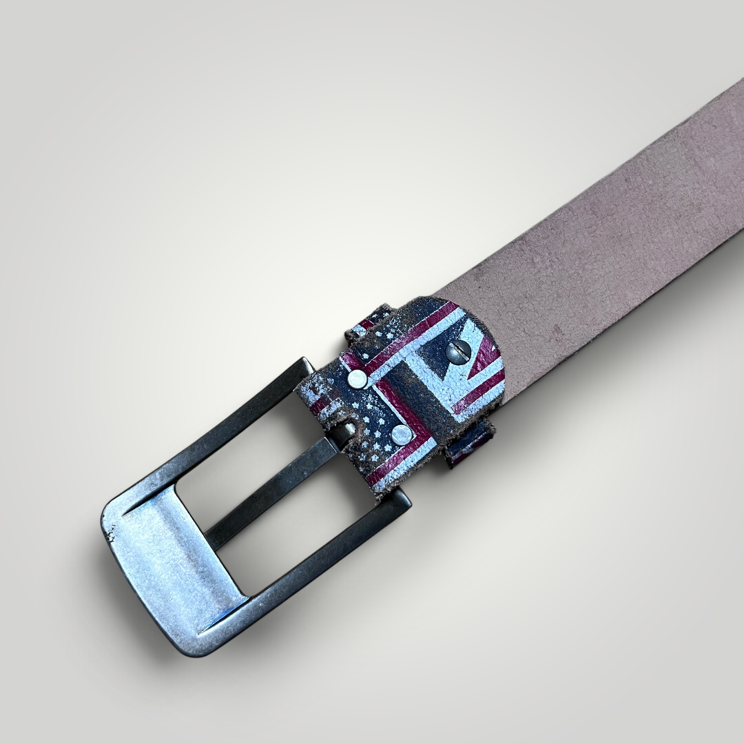 Vintage Y2K 2000's USA UK Pattern High Quality Leather Belt