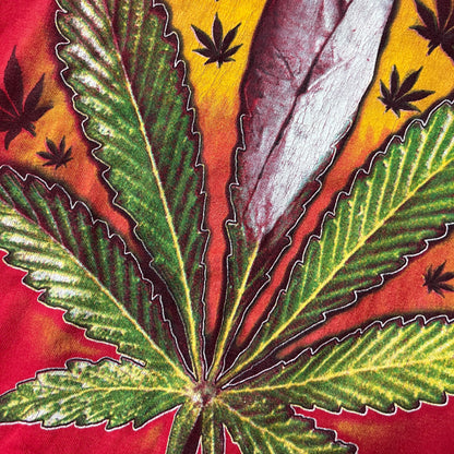 High Times "Lit Joint & Weed Leaf" Vintage 2003 Tubular Knit Heavy Cotton Graphic T-Shirt