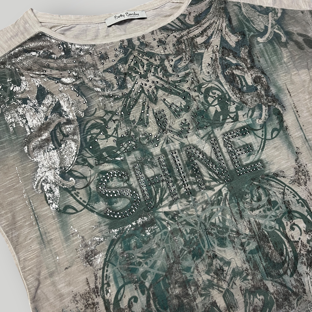 Betty Barclay "SHINE" Vintage 2010's Y2K Graphic T-Shirt (Дамско)