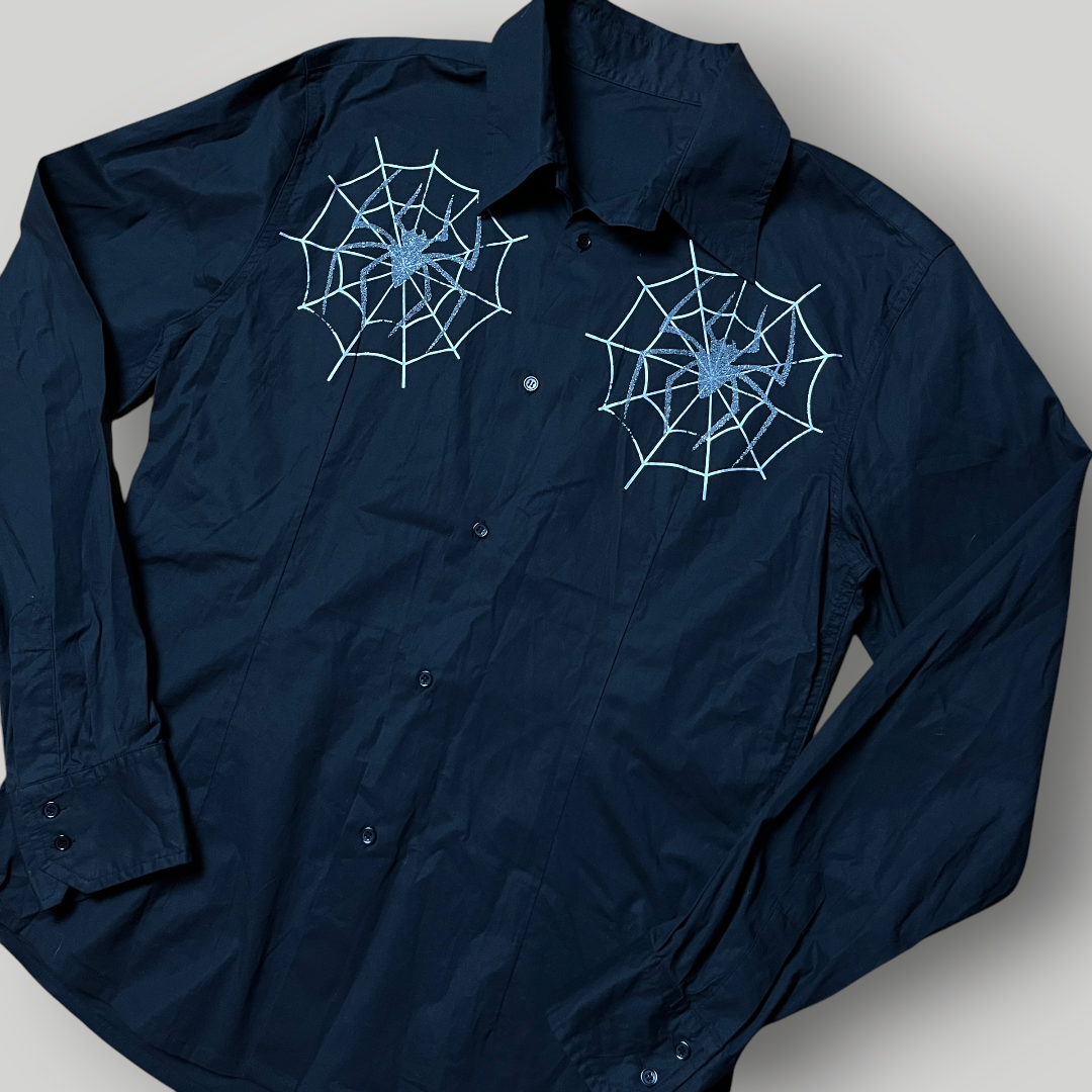 Gothic Western Long Sleeve Button Down Y2K Graphic Shirt